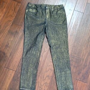 Skye's the Limit Shimmering Gold Jeans size 12